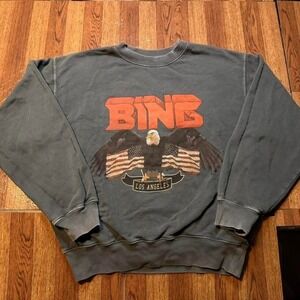ANINE BING Grey Women's Eagle USA Graphic Los Angeles Sweatshirt Small